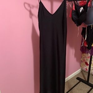 Black silk slip dress